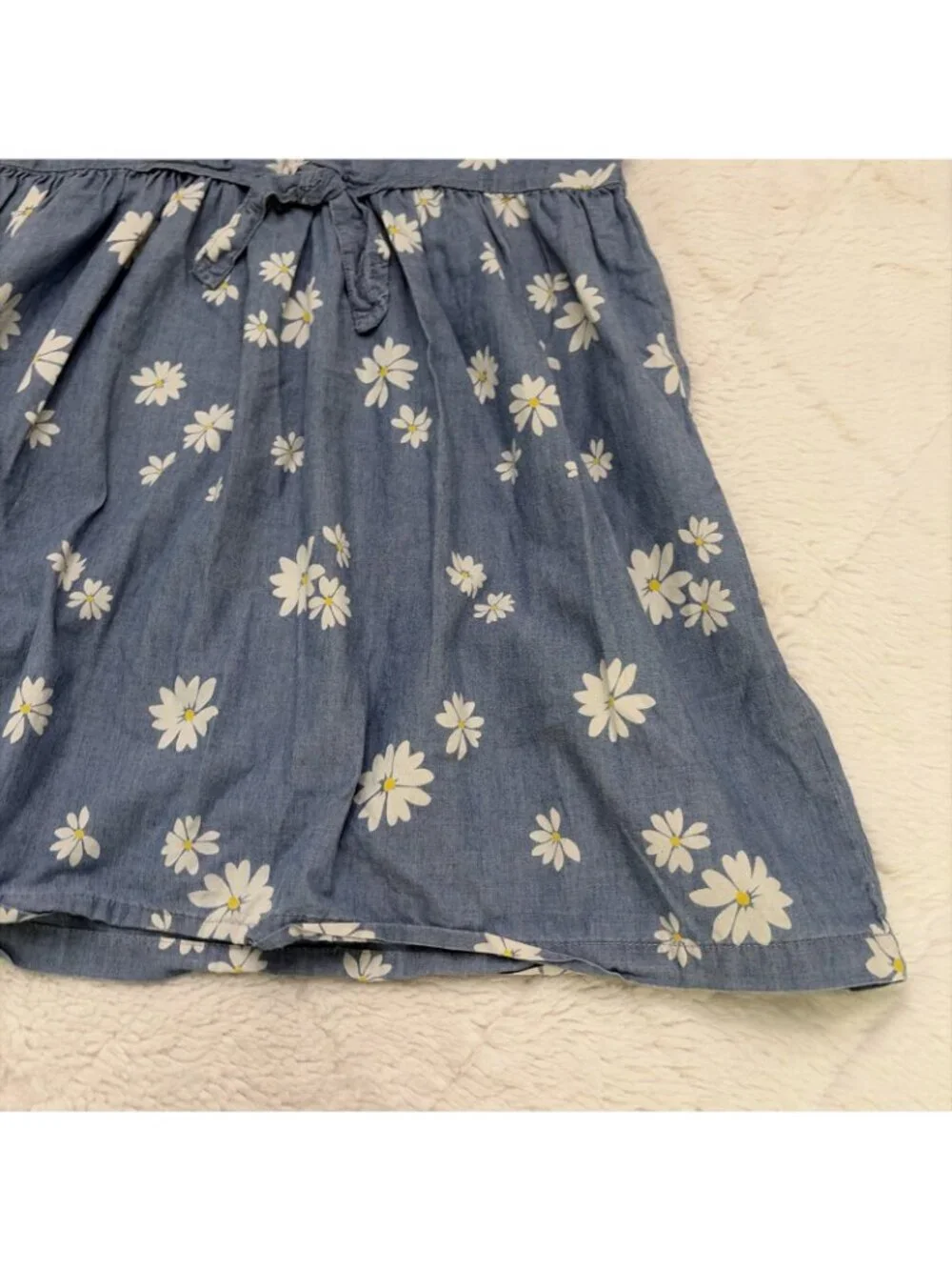 Carters Kid 14 Blue Chambray Floral Dress Sundress Boho Priarie